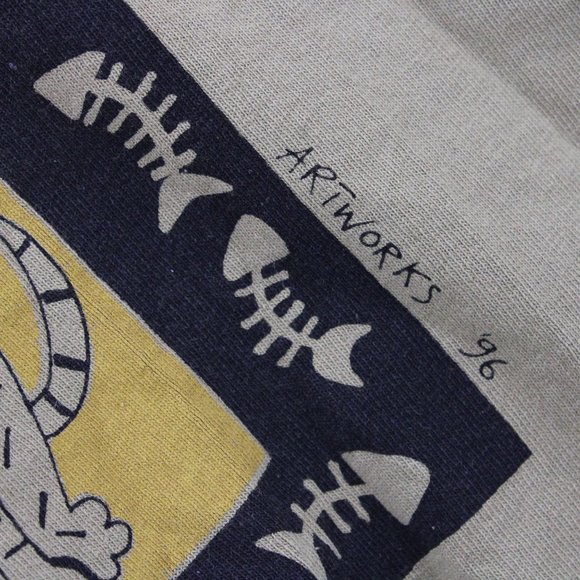 Vintage Artworks Limited Edition Cropped Shirt Women Brown Cat Art Graphic M 90s - Picture 5 of 10